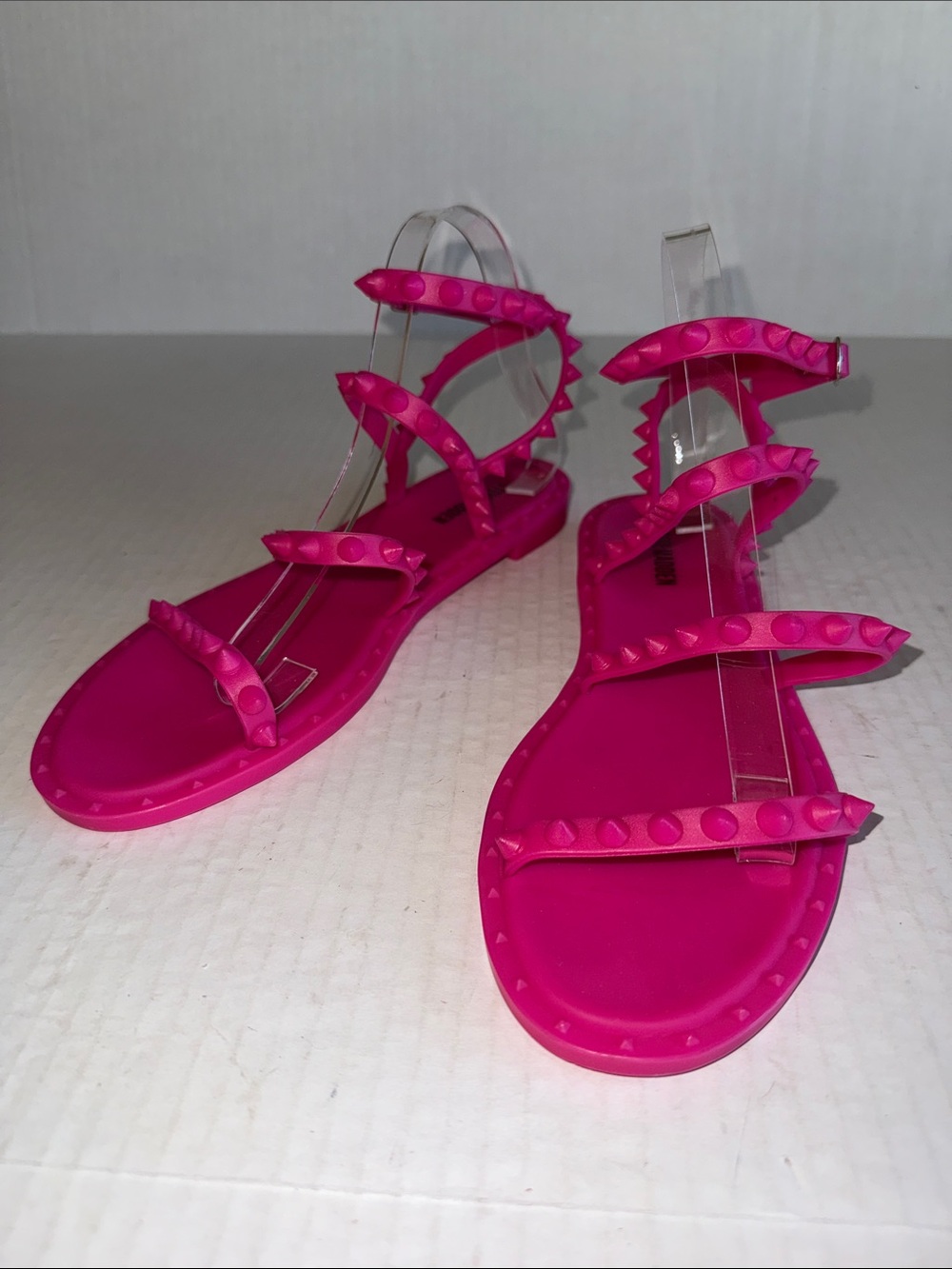 Steve Madden Pink Ankle Strap Studded Jelly Sandals